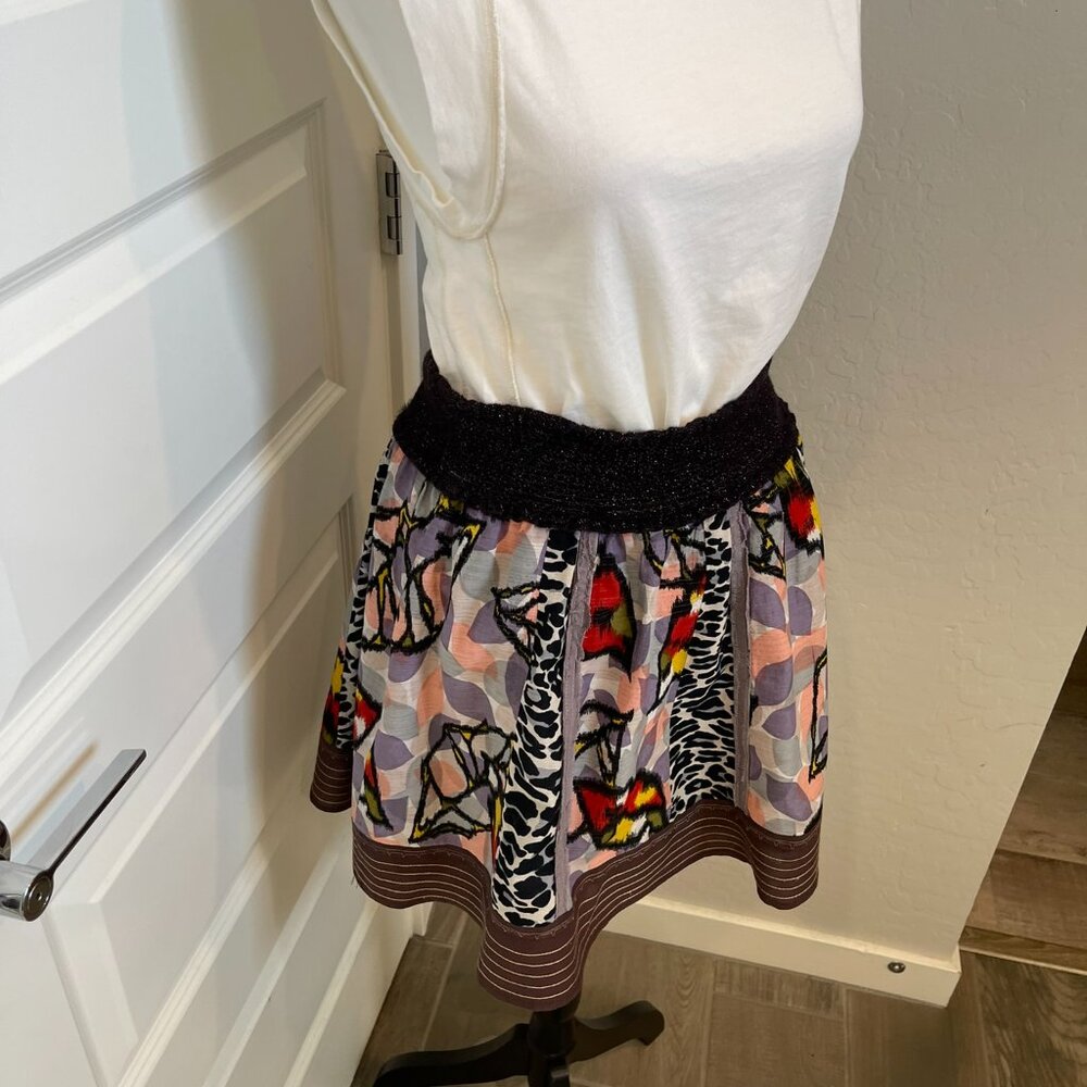 Free People Women's Multicolor Leopard Leaf Patchwork Skirt - Size Medium (308) - Picture 7 of 11